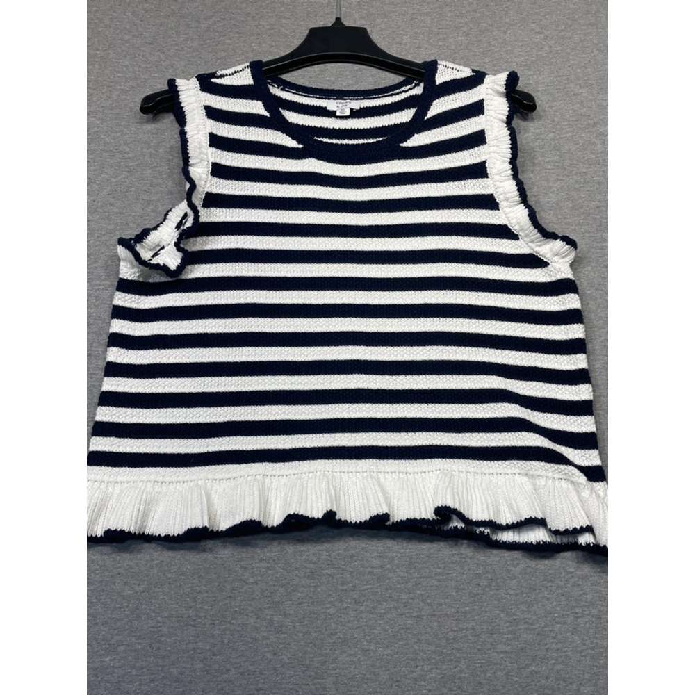 crown & ivy Navy and White Striped Sweater
